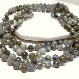 NEW Labradorite Necklace, Natural Gemstone Beaded Necklace, 60 inches long.